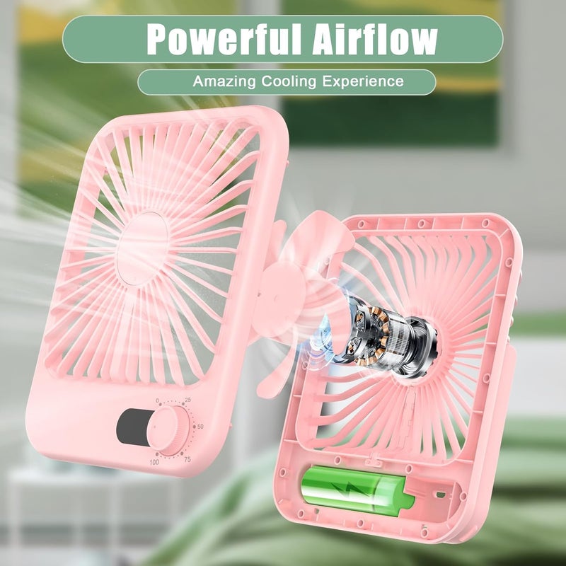 COOPERWIN Portable Fan Rechargeable, Small Desk Fan Quiet, 180°Tilt Adjustable Personal Fan for Sleeping, Battery Operated, 100 Speeds, Table Fan for Bedroom Office Home Outdoor, Pink - Image 5